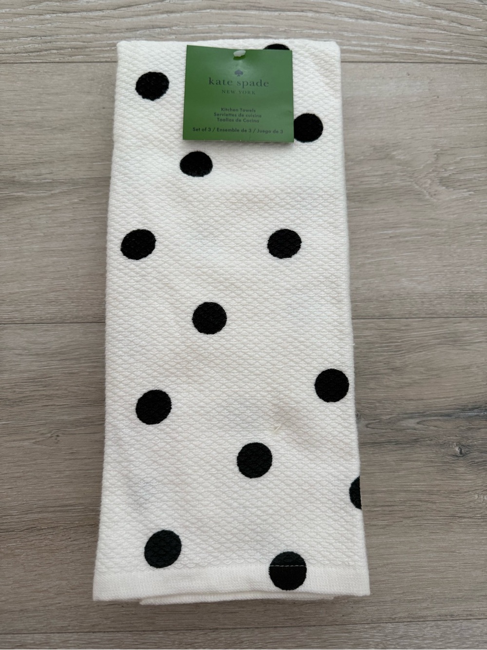 kate spade White and Black Polka Dot Kitchen Towel Set of 3